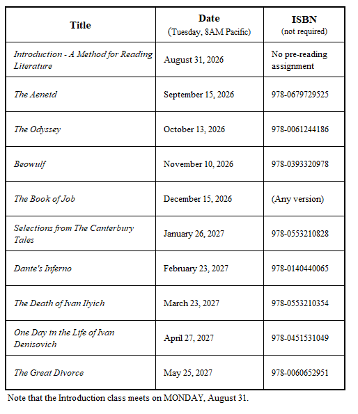 world literature discussion schedule