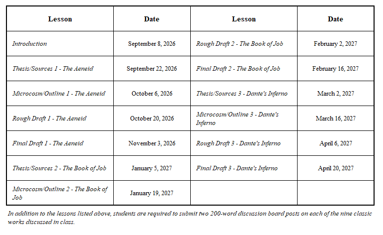 world literature writing course schedule